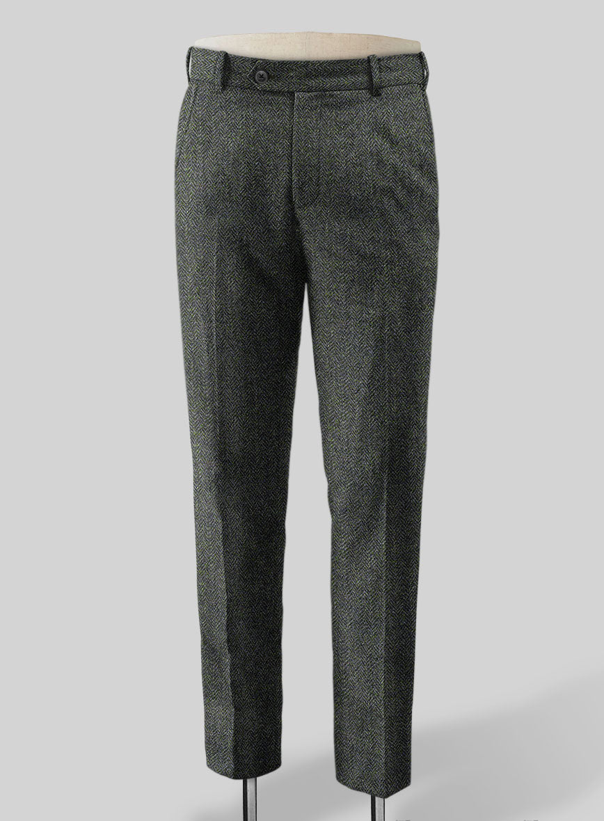 Harris Tweed Ridge Blue Herringbone Pants - StudioSuits