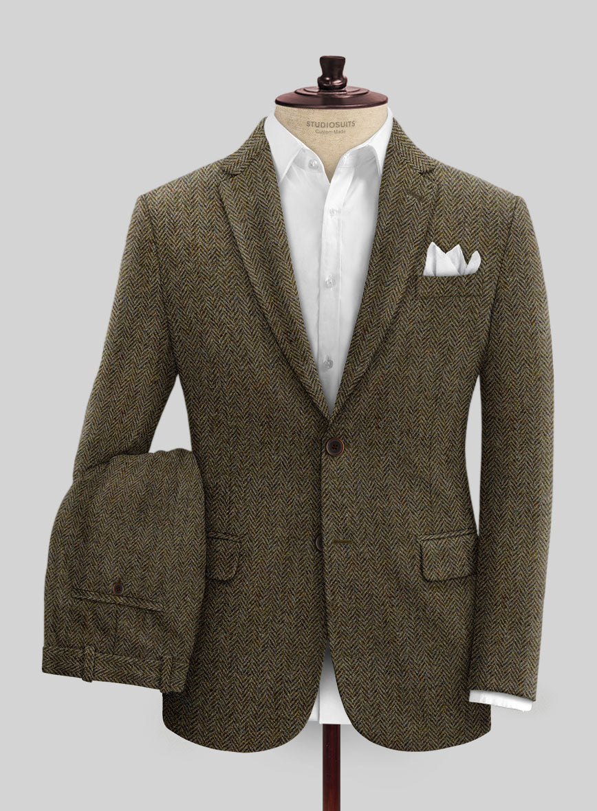 Harris Tweed Ridge Brown Herringbone Suit - StudioSuits