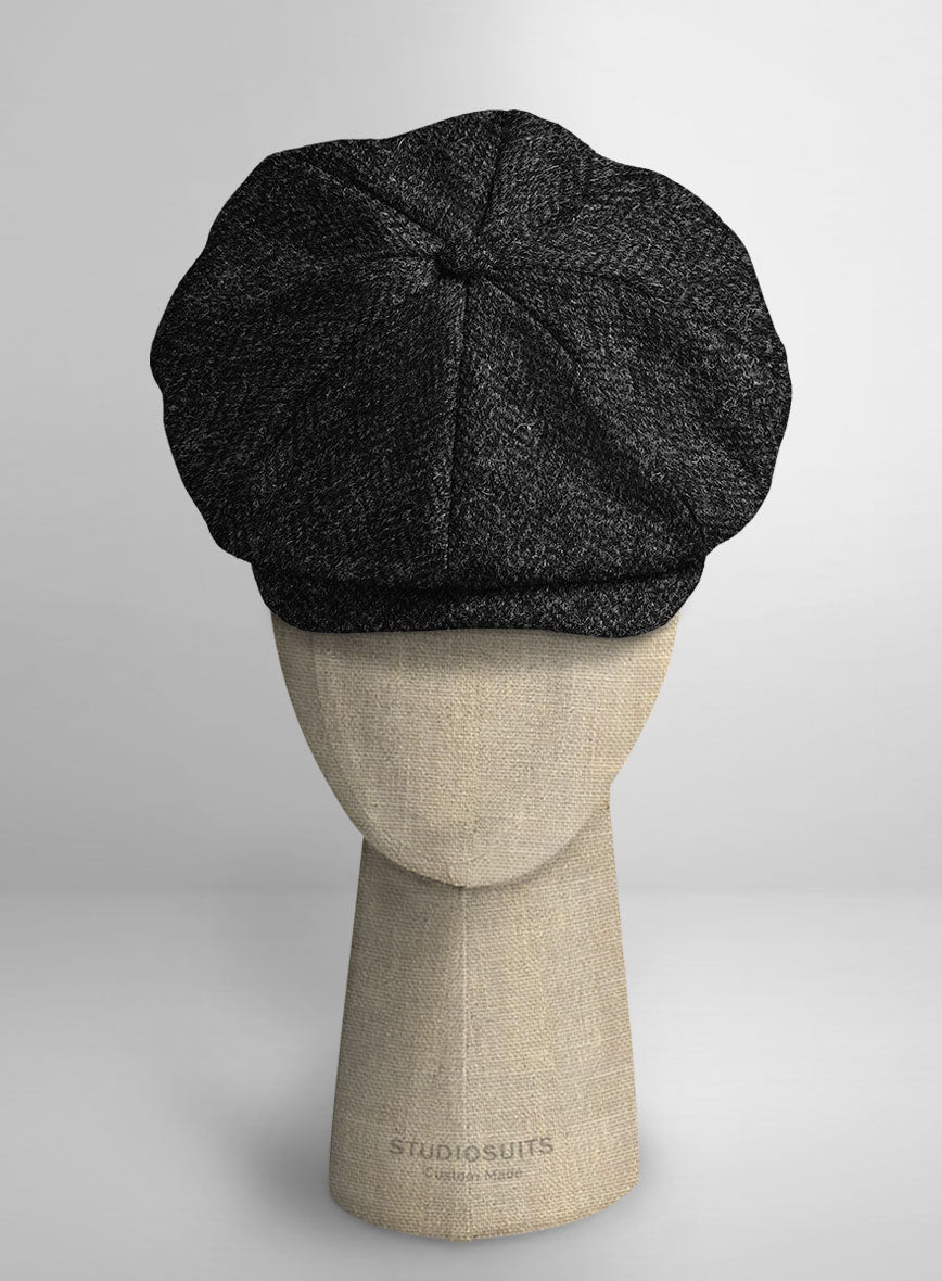 Harris Tweed Royal Charcoal Newsboy Cap - StudioSuits