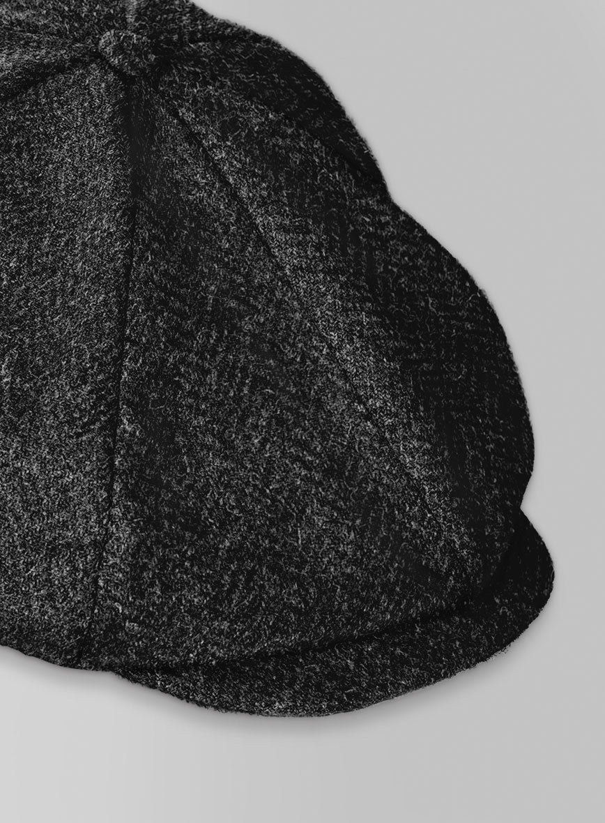 Harris Tweed Royal Charcoal Newsboy Cap - StudioSuits