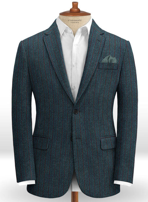 Harris Tweed Blue Stripe Jacket - StudioSuits