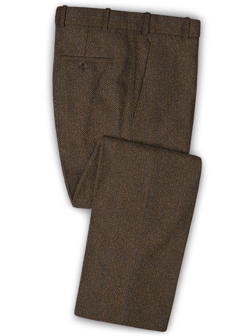 Harris Tweed Brown Stripe Pants - StudioSuits