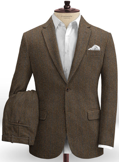 Harris Tweed Brown Stripe Suit - StudioSuits