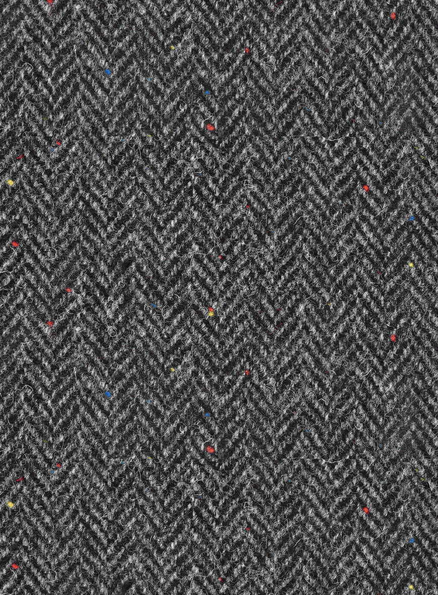 Harris Tweed Charcoal Chevron Tweed GQ Overcoat - StudioSuits