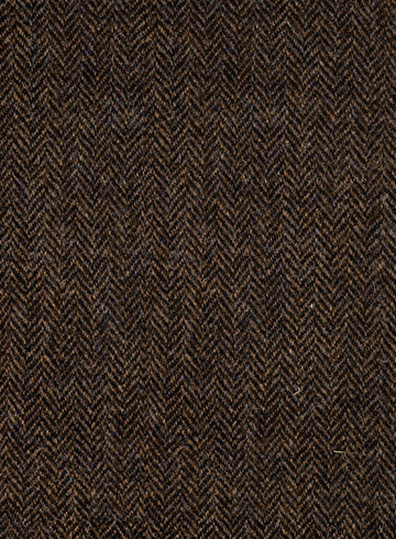 Harris Tweed Dark Brown Herringbone Pea Coat - StudioSuits