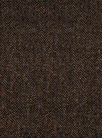 Harris Tweed Dark Brown Herringbone Pea Coat - StudioSuits