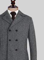 Harris Tweed Gray Speckled Pea Coat - StudioSuits