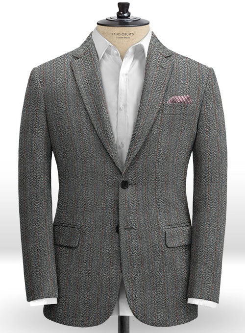 Harris Tweed Gray Stripe Jacket - StudioSuits