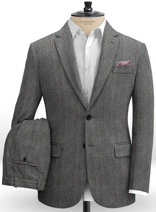 Harris Tweed Gray Stripe Suit - StudioSuits