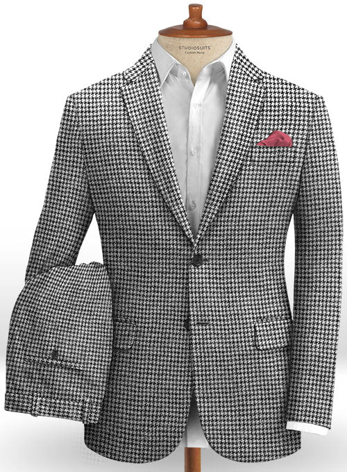 Harris Tweed Houndstooth Light Gray Suit - StudioSuits