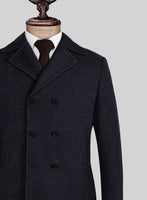 Harris Tweed Navy Speckled Pea Coat - StudioSuits