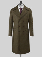 Harris Tweed Ridge Brown Herringbone GQ Overcoat - StudioSuits