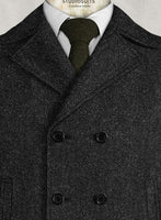 Harris Tweed Royal Charcoal Pea Coat - StudioSuits