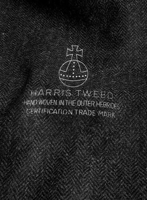 Harris Tweed Royal Charcoal Pea Coat - StudioSuits
