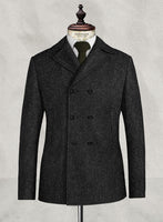 Harris Tweed Royal Charcoal Pea Coat - StudioSuits