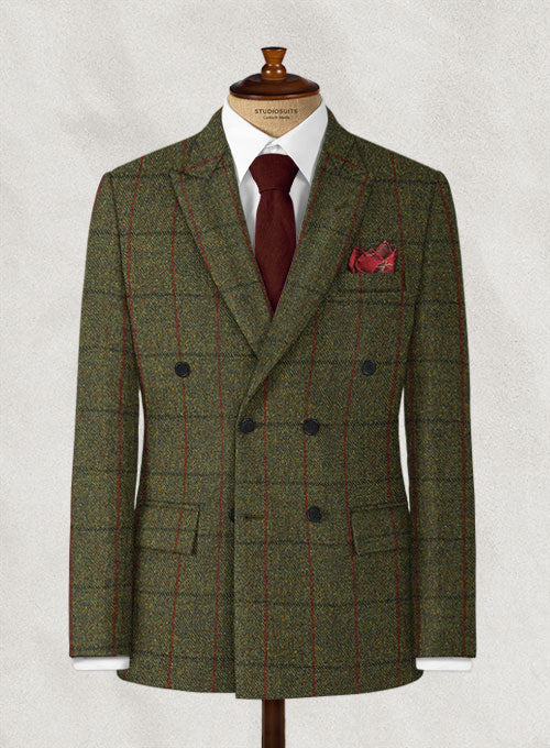 DOUBLE RL × Harris Tweed ミニチュアサンプル Harris Tweed Seaforth Green Double Breasted Suit – StudioSuits