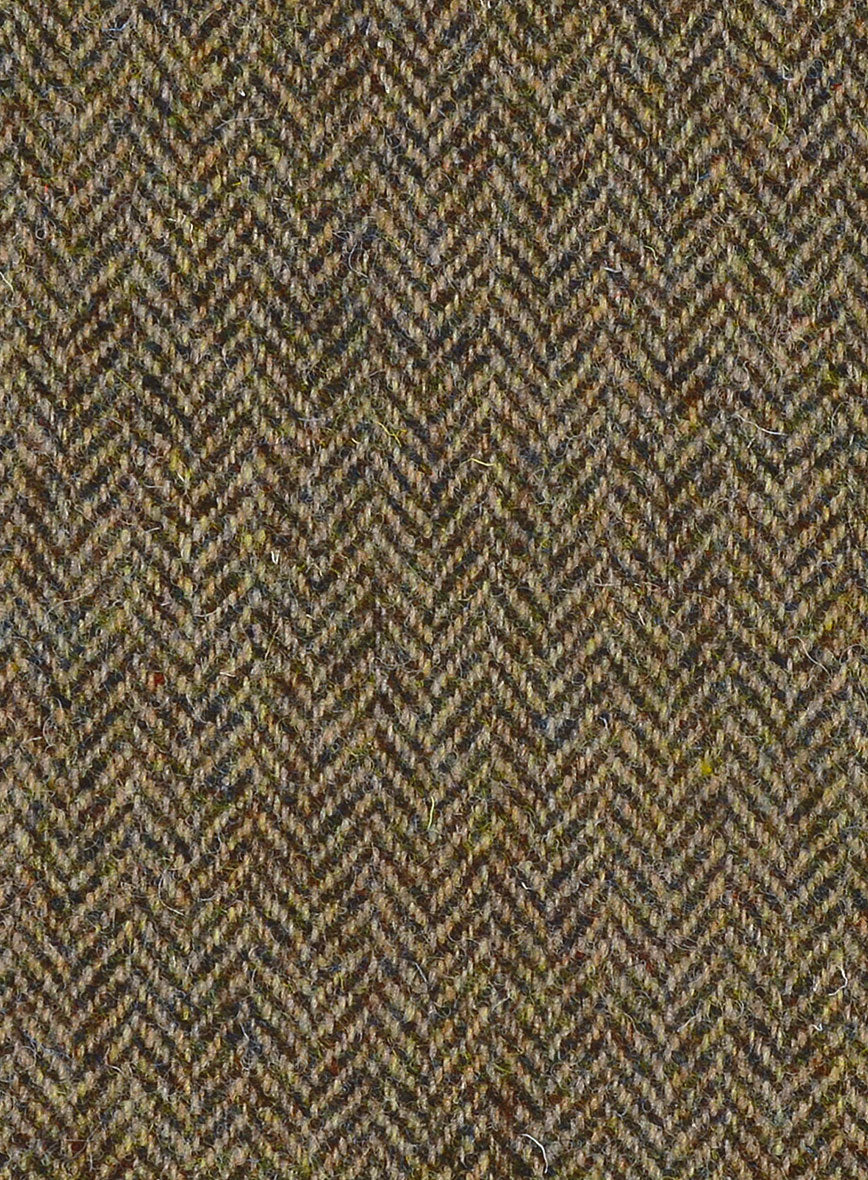 Harris Tweed Hebridean Brown Herringbone Pea Coat - StudioSuits