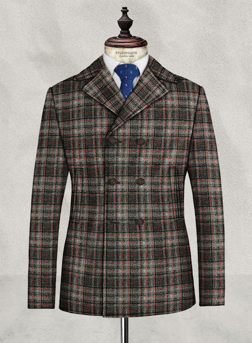 Harris Tweed Tartan Gray Pea Coat – StudioSuits