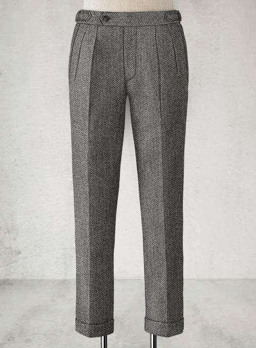 Harris Tweed Barley Gray Highland Trousers - StudioSuits