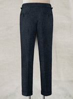 Harris Tweed Dark Blue Herringbone Highland Trousers - StudioSuits