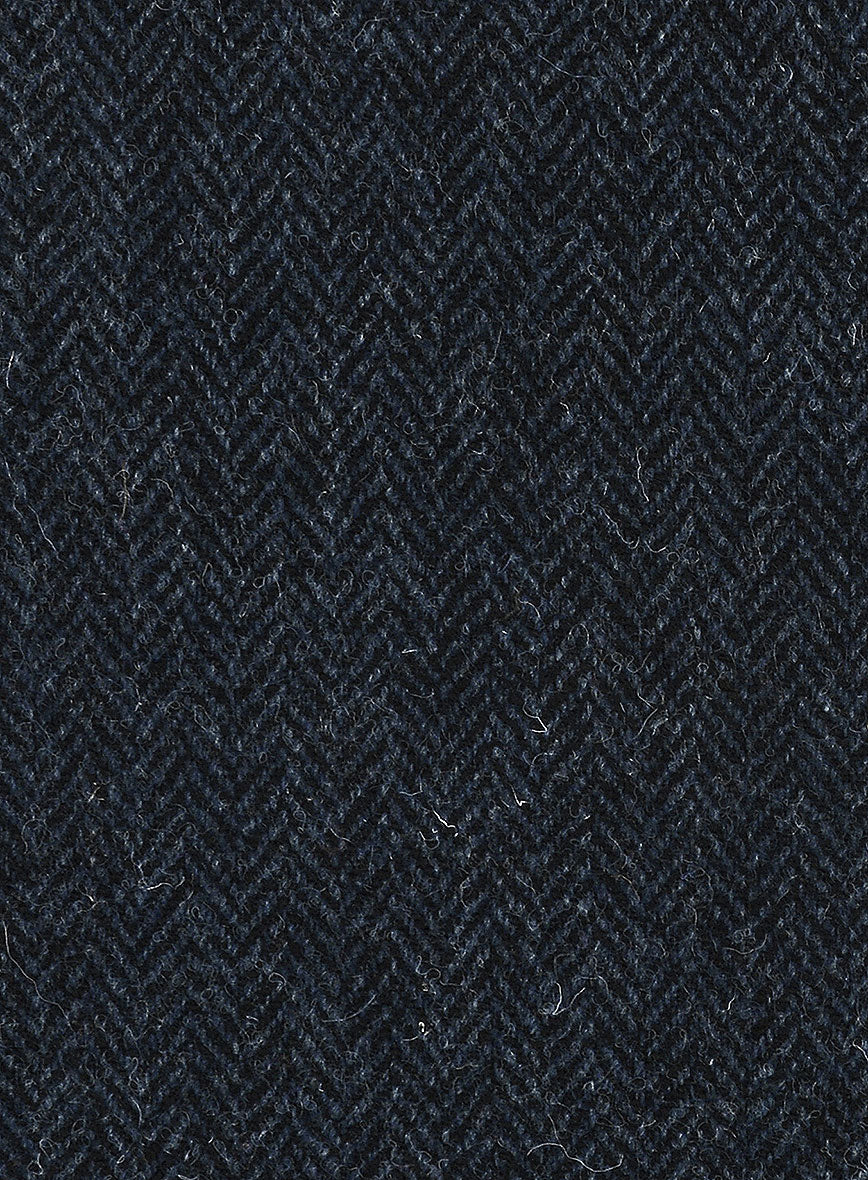 Harris Tweed Dark Blue Herringbone Highland Trousers - StudioSuits