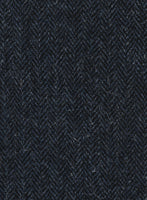 Harris Tweed Dark Blue Herringbone Highland Trousers - StudioSuits