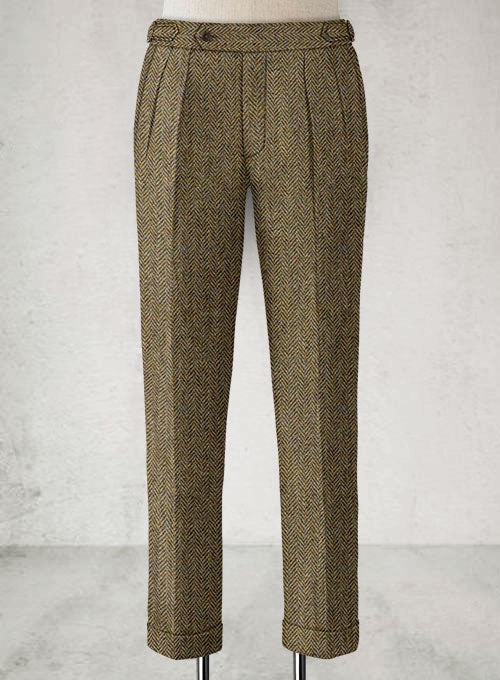 Harris Tweed Hebridean Brown Herringbone Highland Trousers - StudioSuits