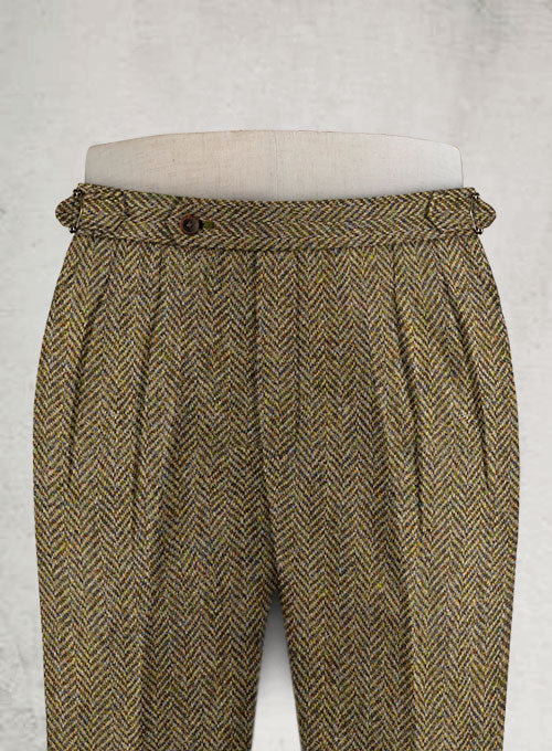 Harris Tweed Hebridean Brown Herringbone Highland Trousers - StudioSuits