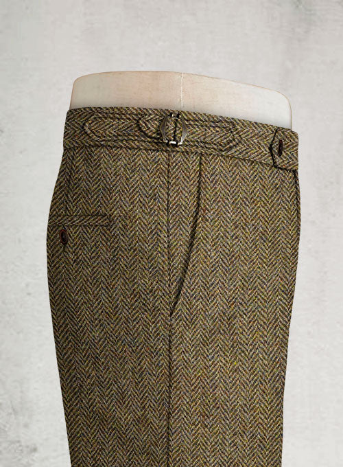 Harris Tweed Hebridean Brown Herringbone Highland Trousers - StudioSuits