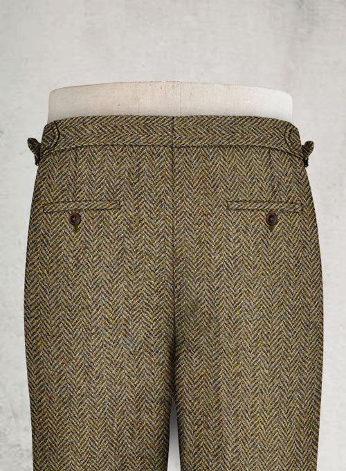 Harris Tweed Hebridean Brown Herringbone Highland Trousers - StudioSuits