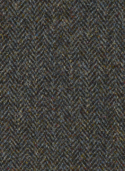 Harris Tweed Ridge Blue Herringbone Pea Coat - StudioSuits