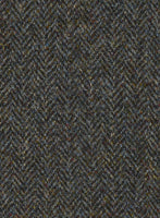 Harris Tweed Ridge Blue Herringbone Pea Coat - StudioSuits