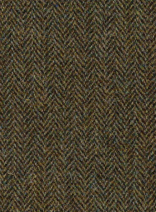 Harris Tweed Ridge Brown Herringbone Pea Coat - StudioSuits