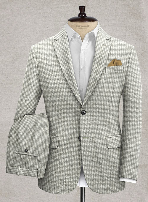 Houndstooth Light Gray Tweed Suit - StudioSuits