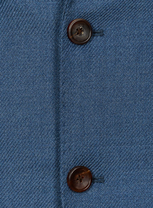 Heavy Blue Flannel Wool Jacket - StudioSuits