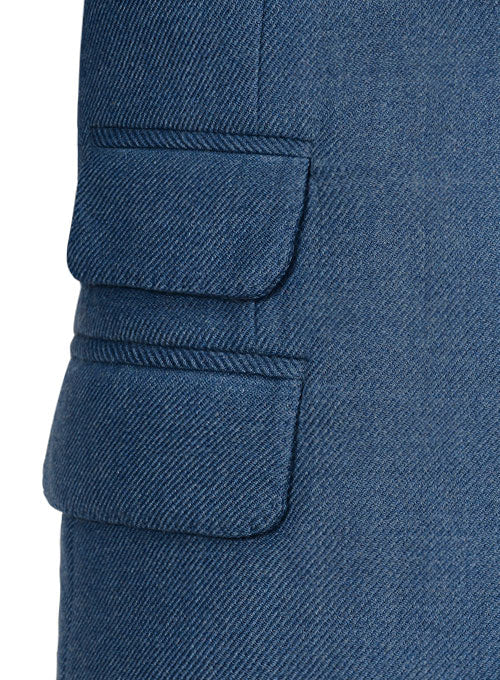Heavy Blue Flannel Wool Jacket - StudioSuits