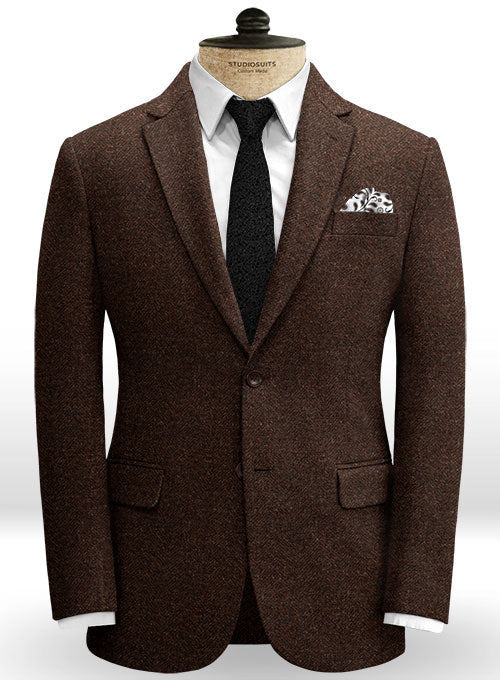 Heavy Brown Herringbone Tweed Jacket - StudioSuits
