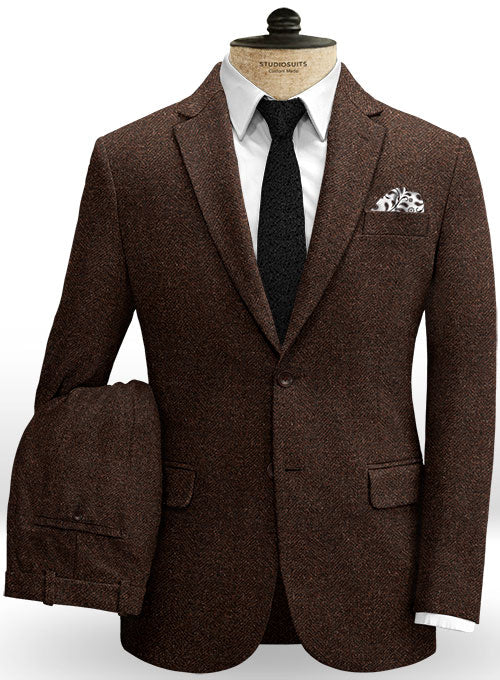 Heavy Brown Herringbone Tweed Suit - StudioSuits