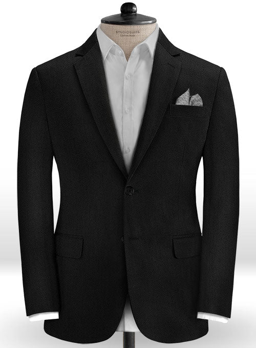 Heavy Knit Black Stretch Chino Suit - StudioSuits