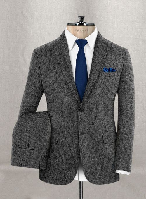 Herringbone Gray Flannel Wool Suit - StudioSuits