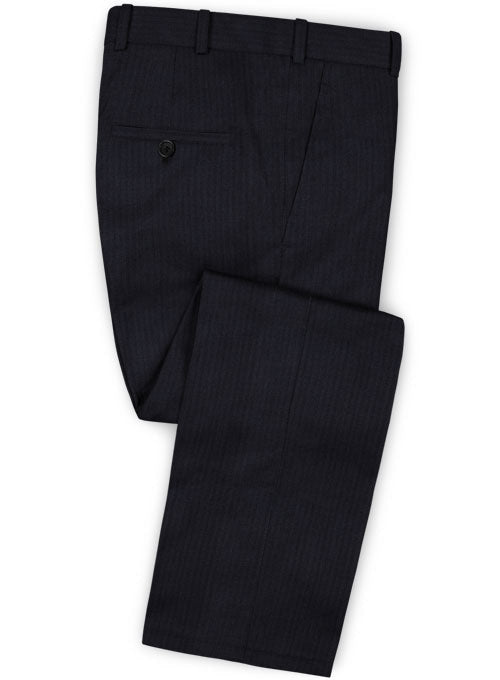 Herringbone Wool Blue Pants - StudioSuits