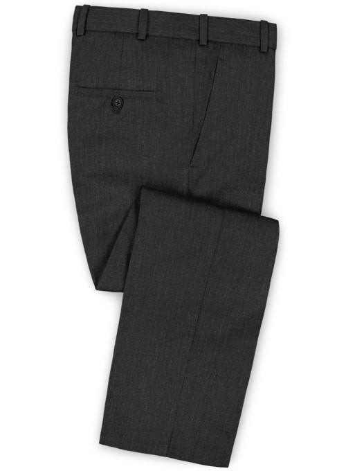 Herringbone Wool Charcoal Pants - Pre Set Sizes - Quick Order - StudioSuits