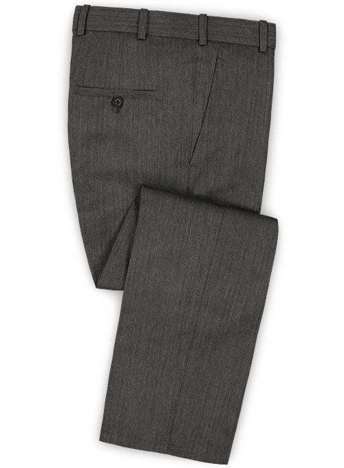 Herringbone Wool Gray Pants - StudioSuits