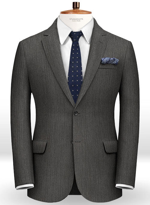 Herringbone Wool Gray Suit - StudioSuits