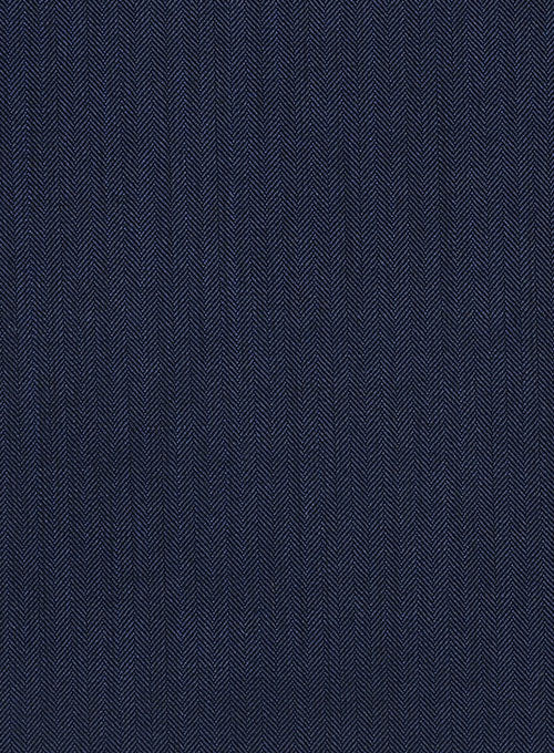 Herringbone Wool Royal Blue Pants - StudioSuits