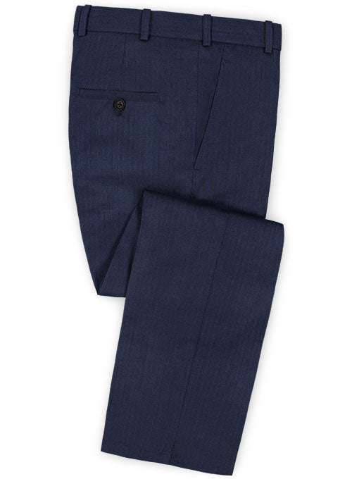Herringbone Wool Royal Blue Pants - StudioSuits