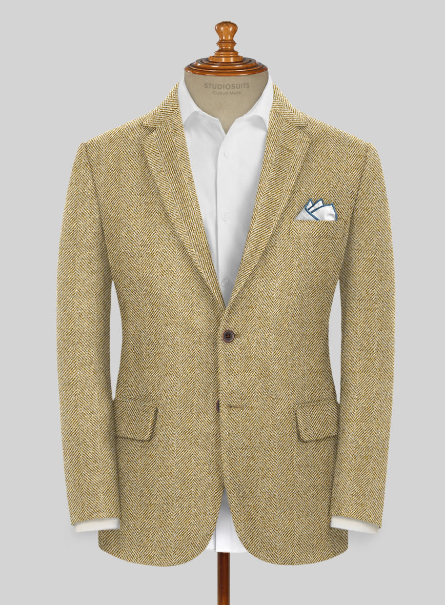 Highlander Heavy Beige Herringbone Tweed Jacket - StudioSuits