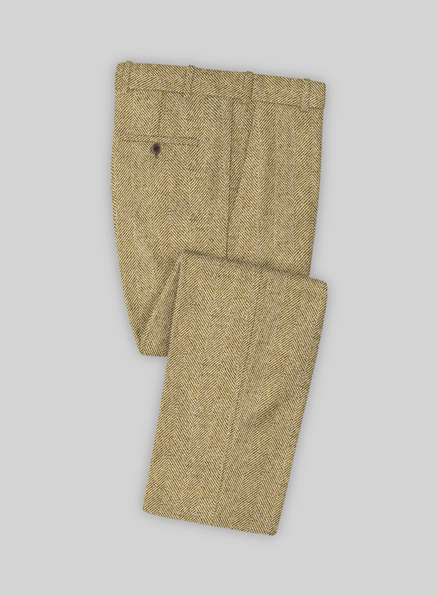 Highlander Heavy Beige Herringbone Tweed Pants - StudioSuits
