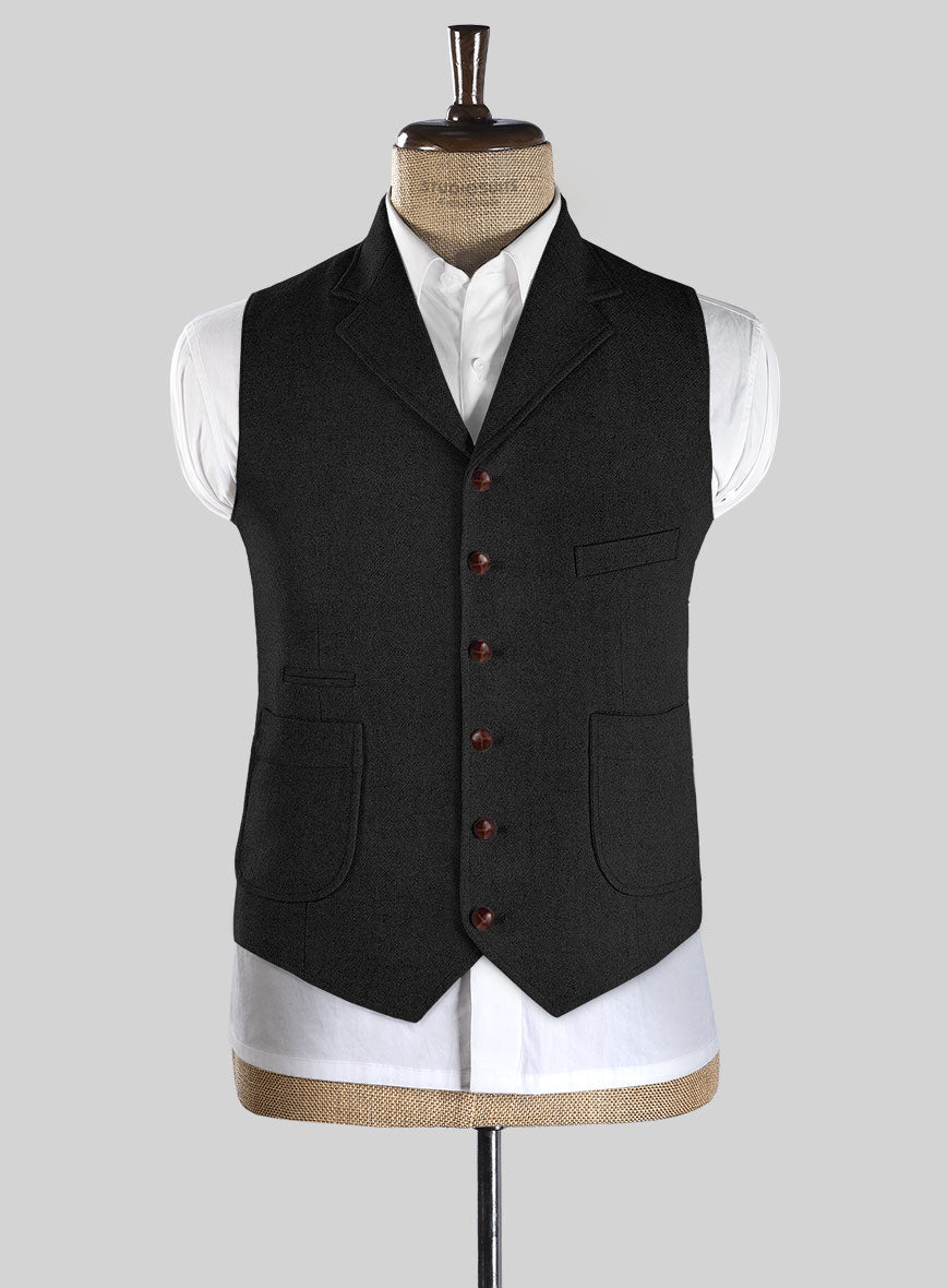 Highlander Black Tweed Hunting Vest - StudioSuits