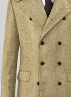 Highlander Heavy Beige Herringbone Tweed GQ Overcoat - StudioSuits
